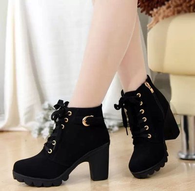 Autumn and winter 2020 new high heel boots cross straps boots thick with Martin boots leather boots spot wholesale