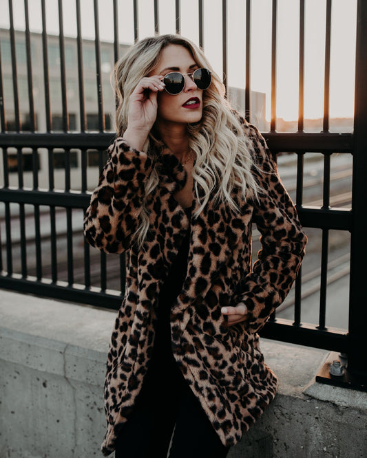 Factory direct supply 2020 foreign trade Europe and the United States lapel leopard graft fur coat coat thickened autumn and winter jacket