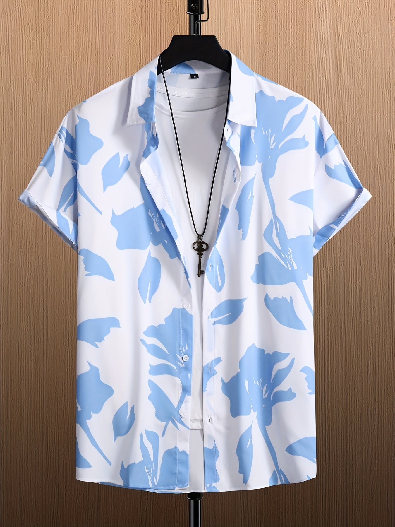 Trendy Abstract Print Men's Casual Short Sleeve Shirt, Men's Shirt For Summer Vacation Resort