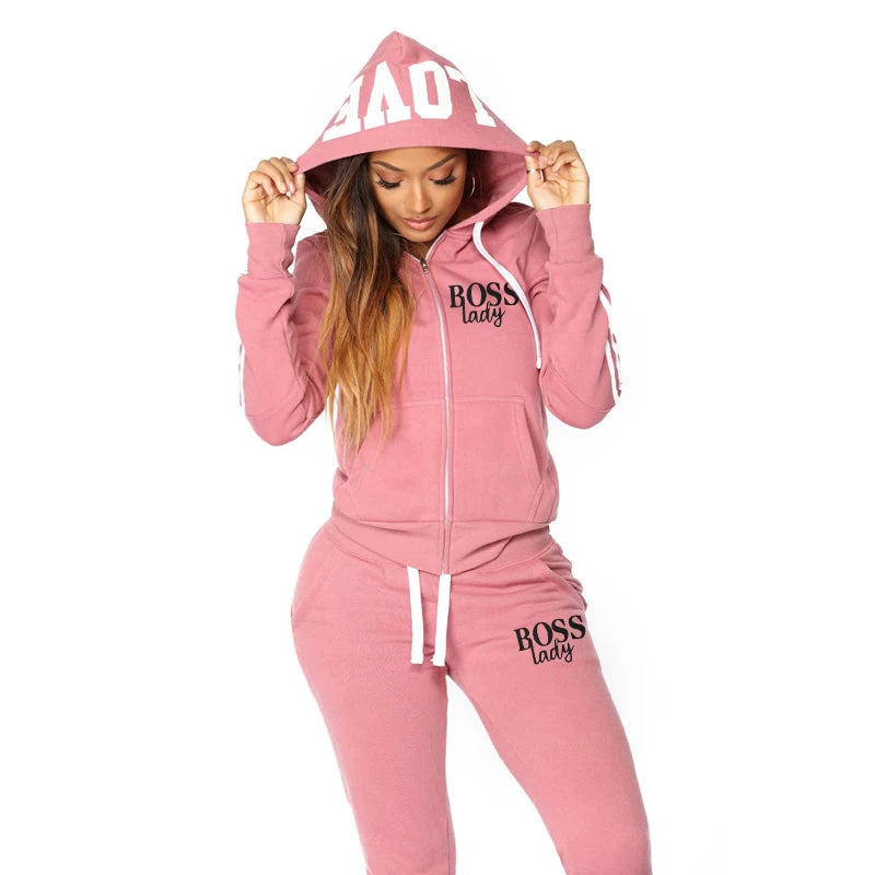 2022 Newest Spring Fashion Women's Tracksuit Hoodies and Sweatpants High Quality Ladies Daily Casual Sports Zipper Hooded Outfit