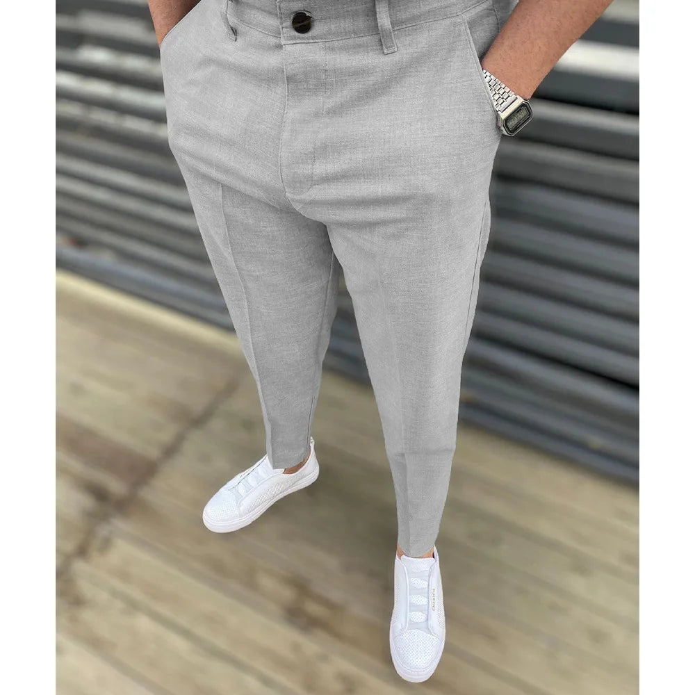 Men Casual  Pants Formal Social Streetwear Pencil Trouser For Men's Business Office Workers Wedding Straight Suit Pants Hot Sale