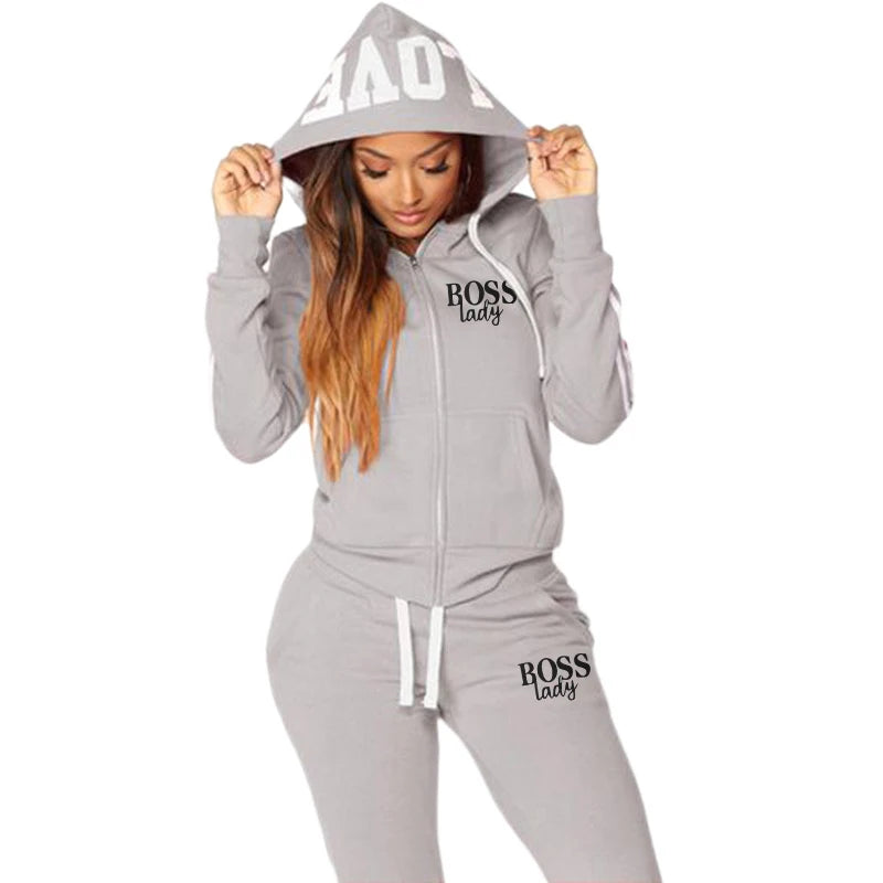 2022 Newest Spring Fashion Women's Tracksuit Hoodies and Sweatpants High Quality Ladies Daily Casual Sports Zipper Hooded Outfit