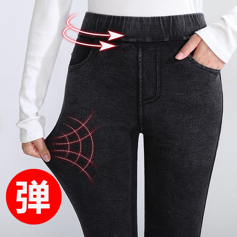 Imitation denim snowflake magic leggings women wearing 2021 spring and autumn, tightening, high waist, tits