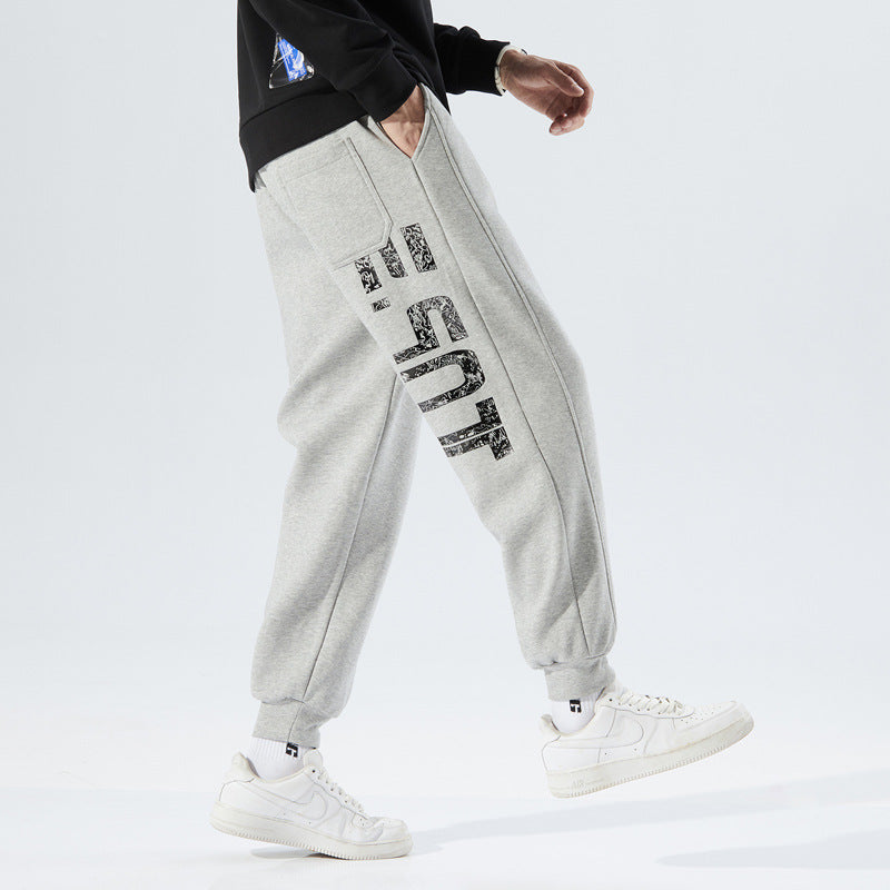 2021 autumn and winter new letter print loose large size M-8XL men's trousers sports casual pants 9 points men's pants