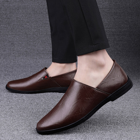 2021 Men's casual shoes round head flat with solid color low anti-breathable shoes men's fashion peas shoes