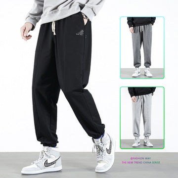 2021 spring and autumn new casual sports trousers male thin section cotton feet loose trousers small foot pants tide