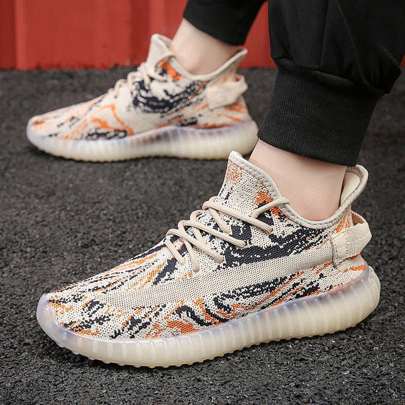 2021 autumn new cloud fog coconut shoes breathable flying weave couple men's shoes light trend sports shoes casual women's shoes