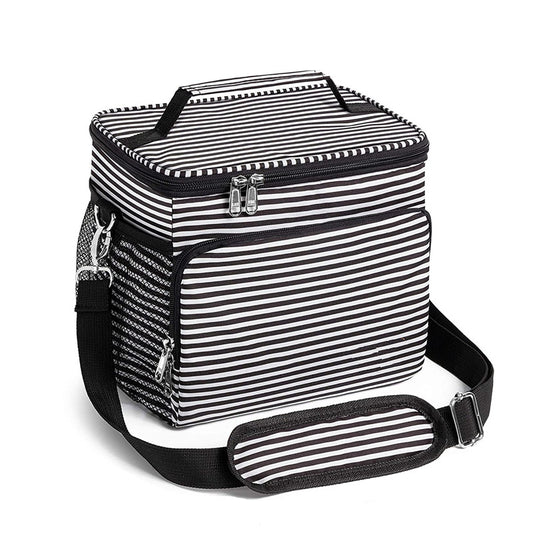 Manufacturers custom print stripes warm bag waterproof Oxford cloth ice bag shoulder pic meal meal