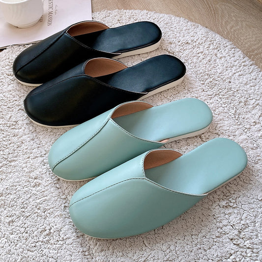 New Japanese Haining skin slippers home home spring and autumn men's anti-slip couple home custom manufacturer leather slippers