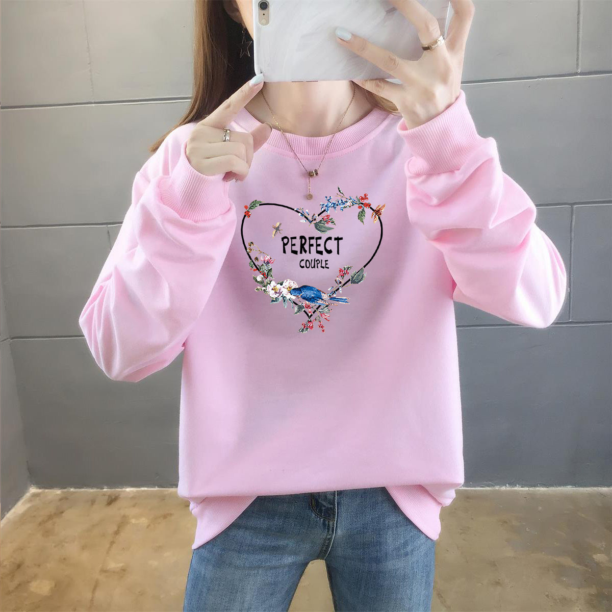 Thin section sweater female 2021 new Korean version of long sleeve round neck print upper clothes tide loose large size women's outer cassette factory