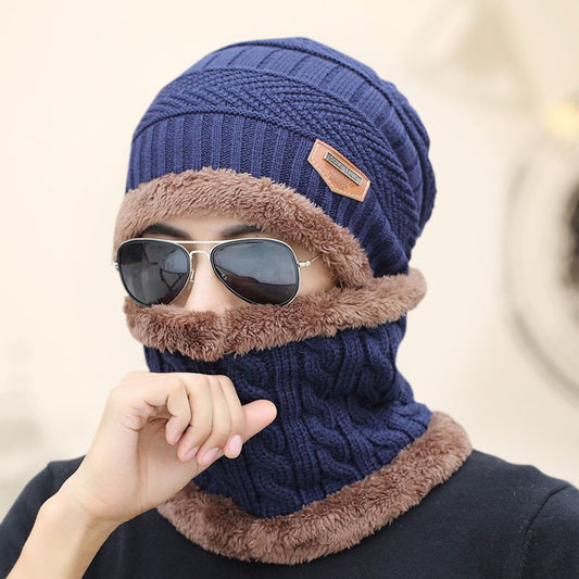 Hat men and winter thickened warm wool hat cotton cap men's winter Korean version of the superior cold cycle knit hat