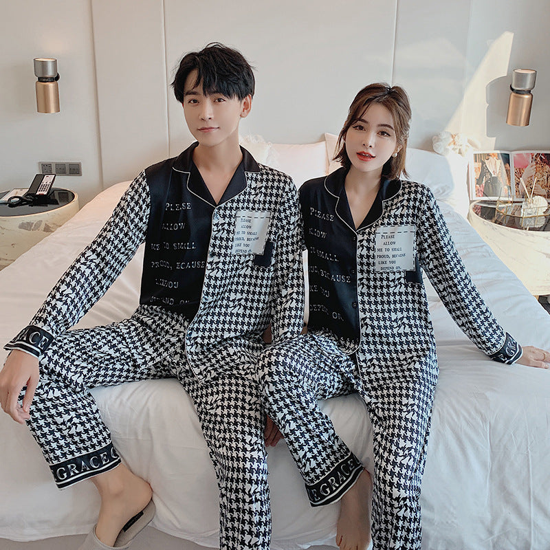 New creative thousand birds Korean fashion couple pajamas INS trend tide pajamas 2 sets of high-definition tyrants