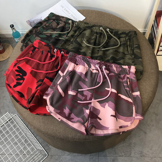 2021 spring and summer new women's shorts wear camouflage sports casual hot pants loose and thin high waist beach pants tide