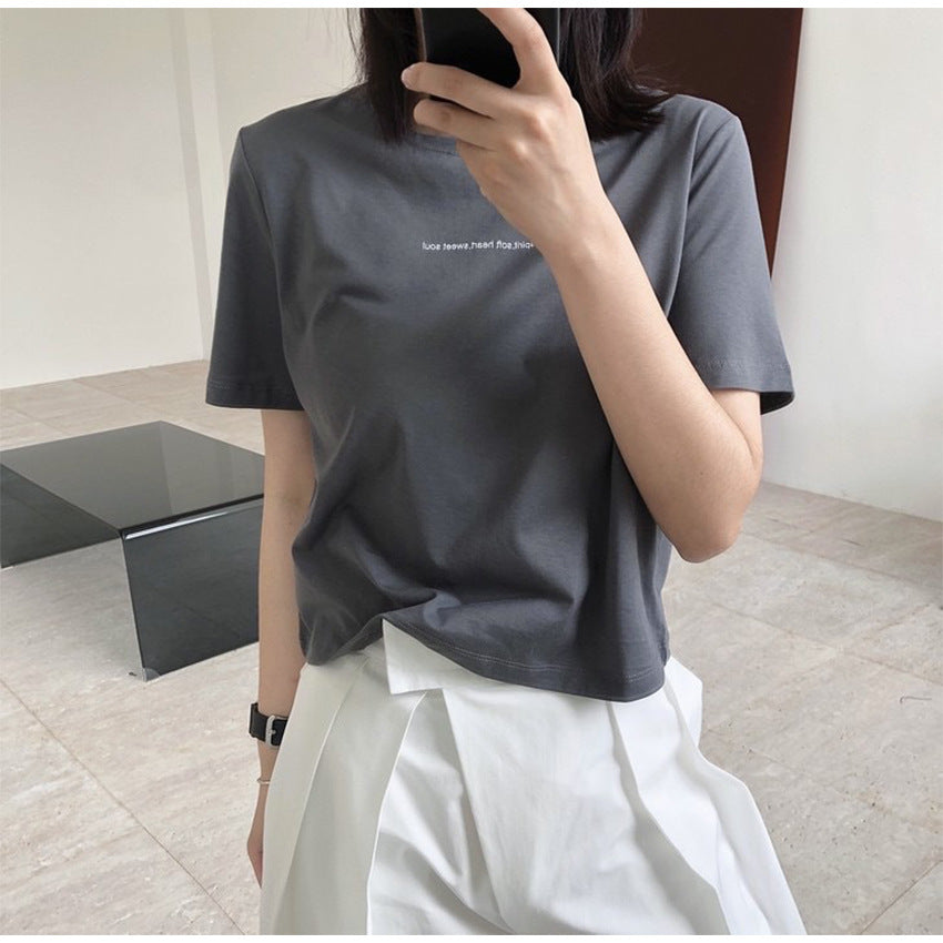 Spring and summer new European and American INS hipster high waist short T-shirt letters print short-sleeved loose cool short-sleeved clothes women