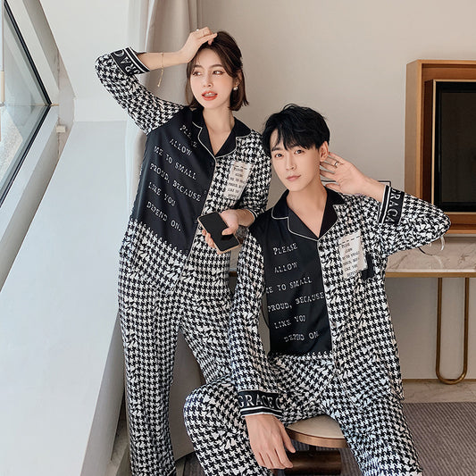 New creative thousand birds Korean fashion couple pajamas INS trend tide pajamas 2 sets of high-definition tyrants