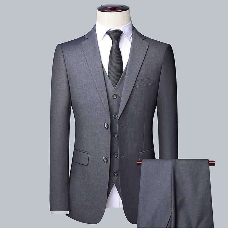 Men's suit set three-piece Korean version of the slim suit male business career is fitted with groom groom wedding dress