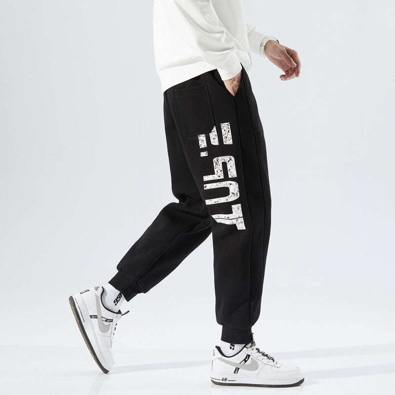 2021 autumn and winter new letter print loose large size M-8XL men's trousers sports casual pants 9 points men's pants