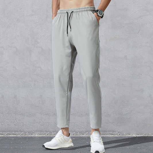 Summer thin pants men's ice silk Chaharene 9 nine pants men's small foot casual pants Slim sports strings