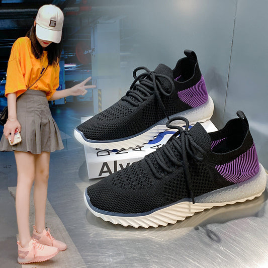 2021 summer new breathable flying weave women's shoes INS tidal Korean version of the student running fitness casual sports shoes J1968