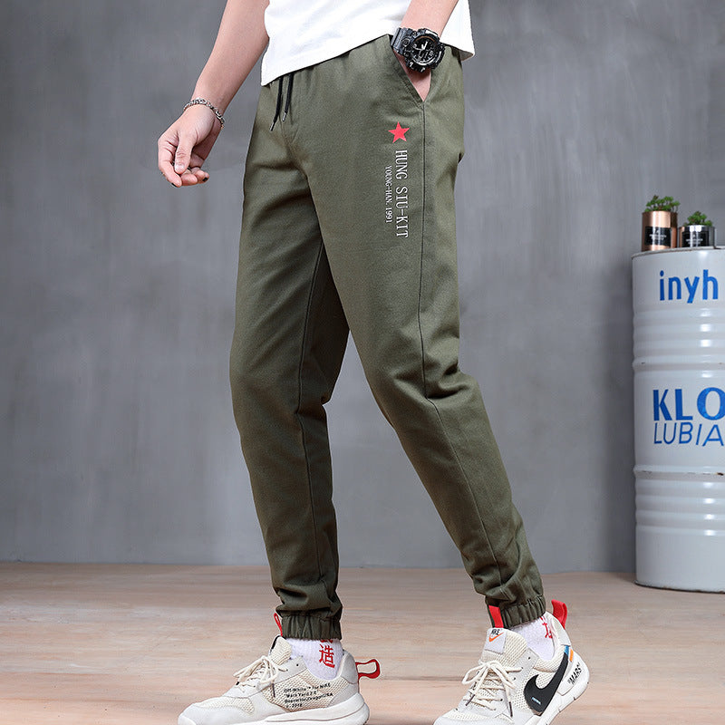 Beach pants men's spring autumn harness sports harem pants loose model trend wild casual worker pants