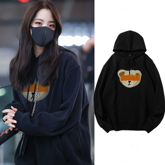 2021 autumn new print fashion hooded sweater female long section Korean version of the autumn and winter casual jacket women's jacket