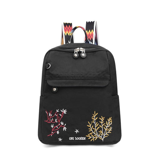 Embroidery shoulder bag female wholesale Korean version of the fashion large capacity travel backpack female new wild outdoor casual bag