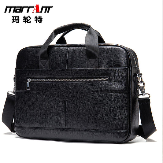 Factory direct leather men's bag men's casual business briefcase cross-section men's shoulder slim bag hand bag tide