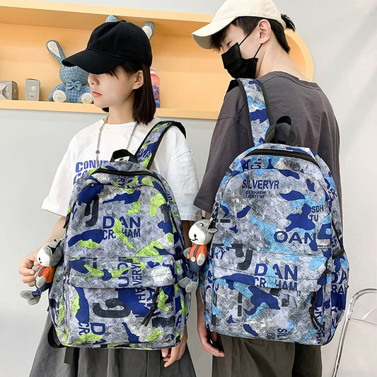 Manufacturers wholesale Korean print backpack letter bag travel bag student couple backpack customization