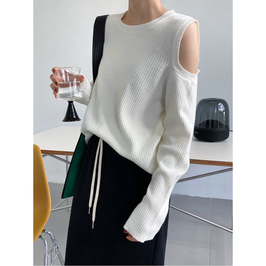 Deer Xi sexy long sleeve hollow sashiki knit sweater