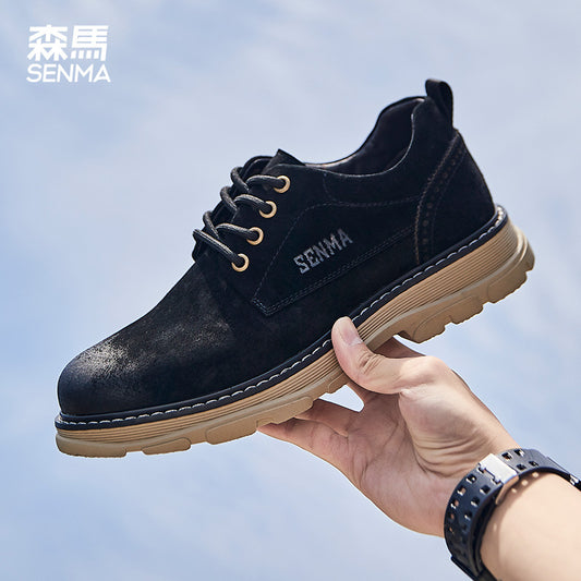 Sen Ma Wear Shoes, men's low help 2021 autumn new outdoor round head retro casual breathable business big shoes