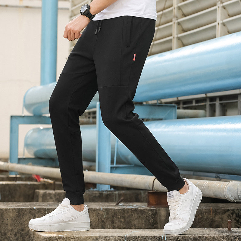 Sports pants men's loose straight spring cotton men's casual long pants fat plus fertilizer large size summer thin weeds