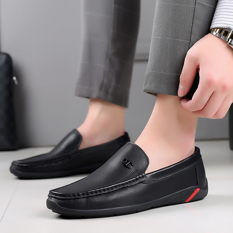 New minimalist men's dad casual shoes men's set foot cross-border shoes black driving shoes leather peas shoes men