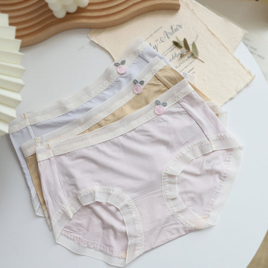 N771 60 Mogar soft girl underwear solid color lace love lace sweet trip