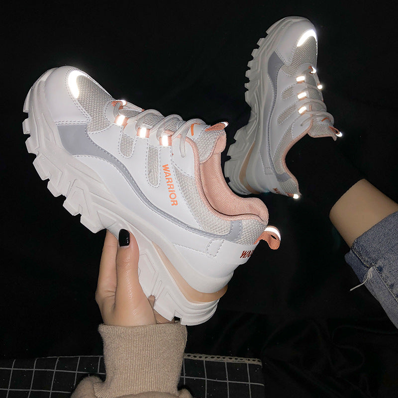 Runner official flagship store women's shoes old shoes 2021 spring new thick bottom increase casual sports shoes 0134