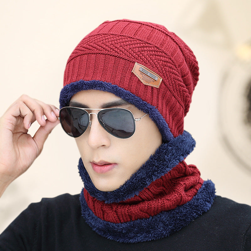 Hat men and winter thickened warm wool hat cotton cap men's winter Korean version of the superior cold cycle knit hat