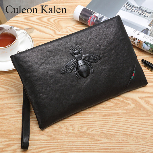 Culeonkalen genuine clutch bag men's leather fashion youth men's handbag cattle leather letter package factory