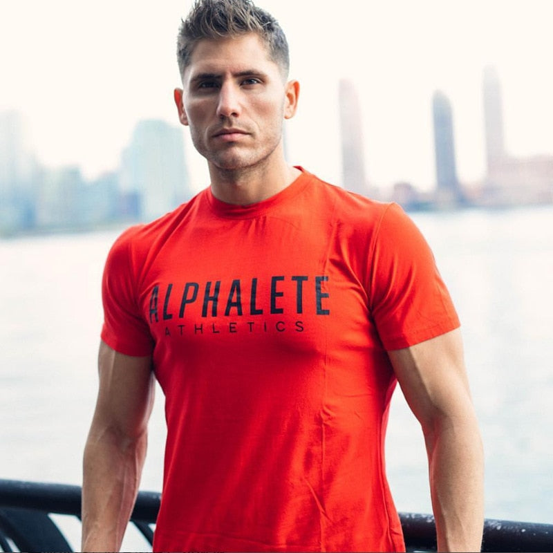 2021 Summer Mens T Shirt Fashion Streetwear Short Sleeve Gyms Fitness Bodybuilding Workout Slim Tee Tops Cotton Clothing