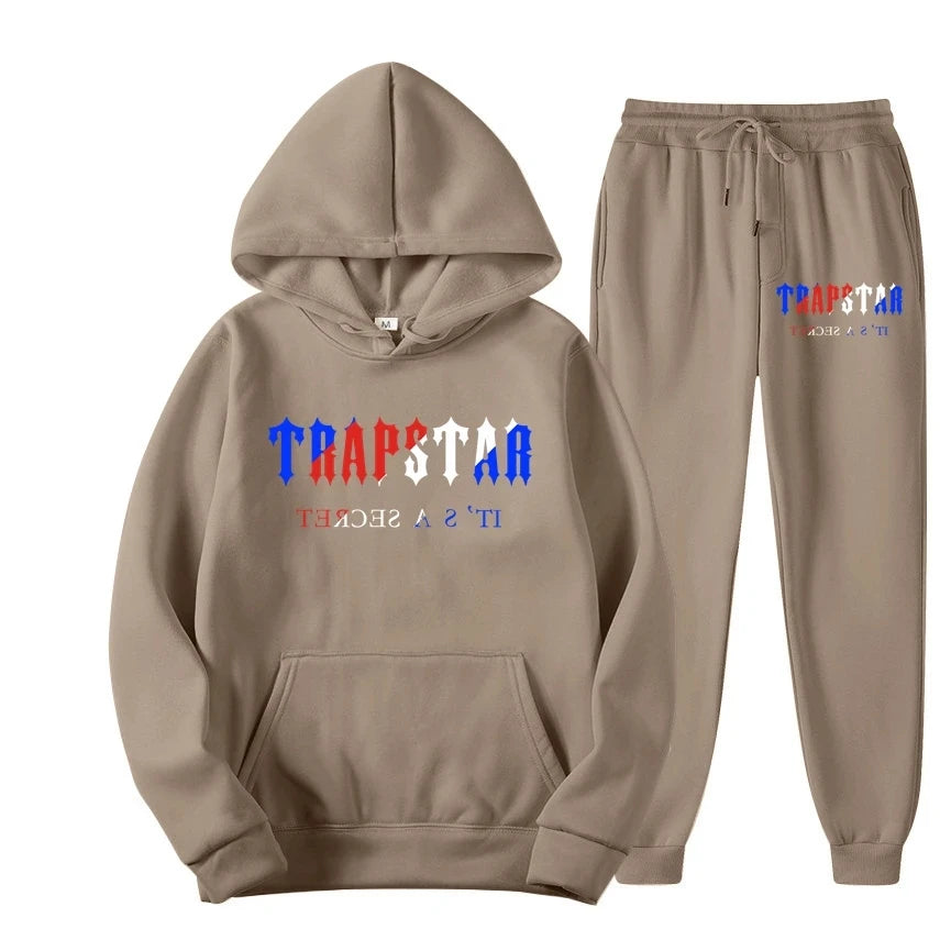 Tracksuit TRAPSTAR Brand Printed Sportswear Men 16 colors Warm Two Pieces Set Loose Hoodie Sweatshirt + Pants Set Hoodie jogging