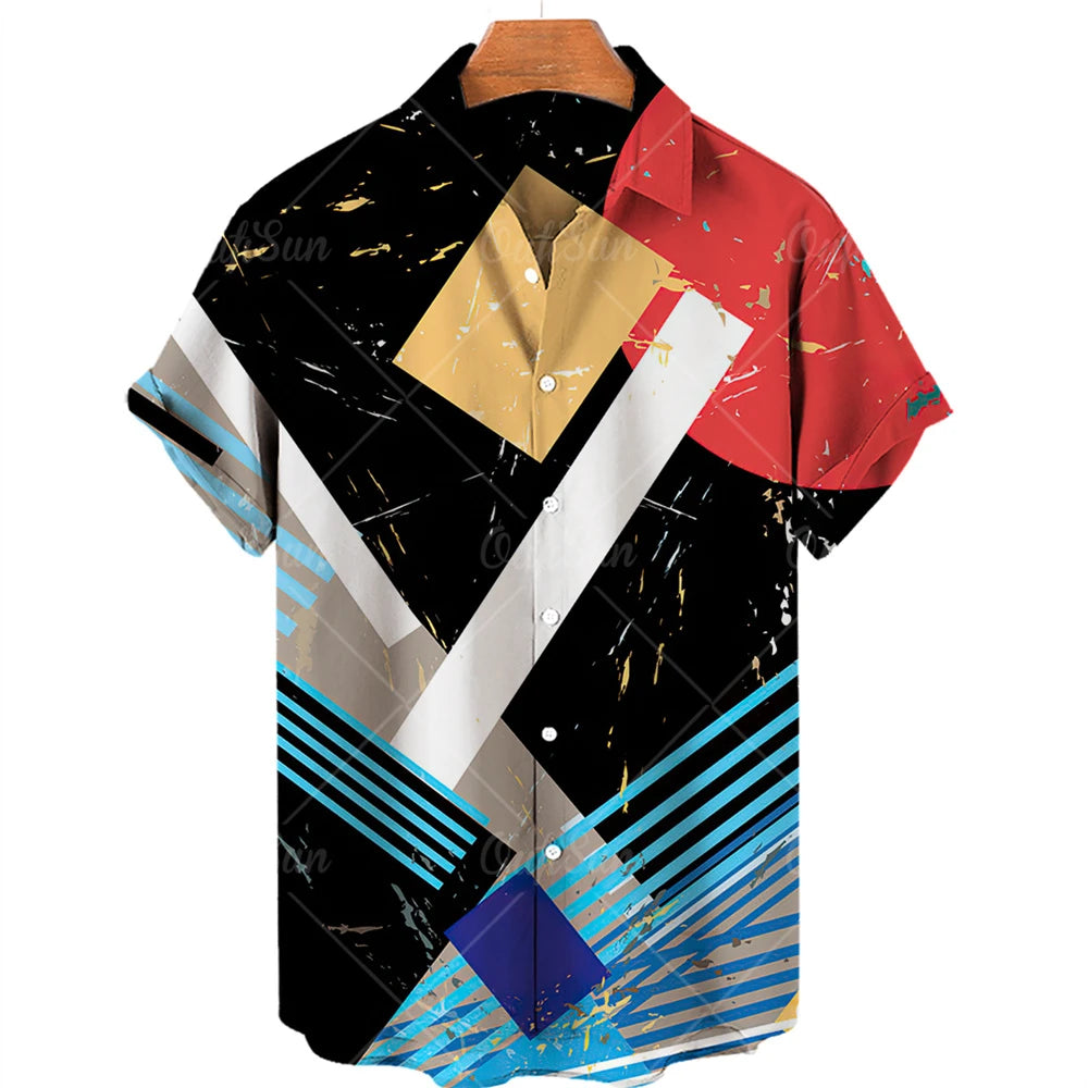 2022 3d Graffiti Oil Painting Printed Shirt Men Fashion Streetwear Hawaiian Shirt Men Beach Casual Lapel Plus Size 2022