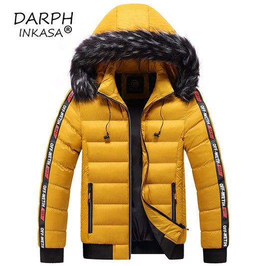 Winter Warm Men Hooded Parkas Jacket Coat Men Fur Collar Thick Fleece Parkas Men Outerwear Wool Windproof Down Jacket Coats Men