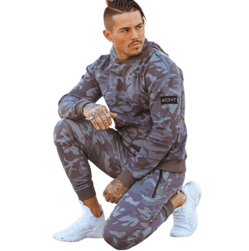 Men's Two Piece Tracksuit Set | Grey Camo Designed