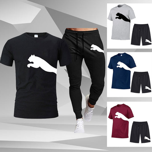 Summer Mens Brand T-Shirts Sets Fashion Sportwears Streetwears Shorts +Tees Tracksuits Casual Outfits Male Cotton Shirts Suit