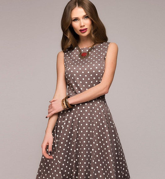 Women's retro Hepburn big swing sleeveless dress