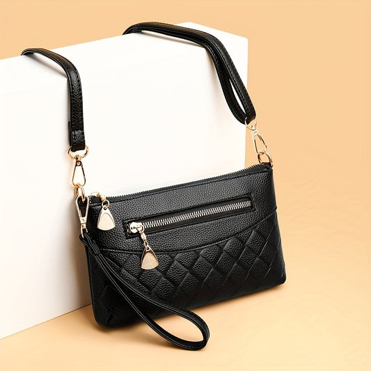 Flower Printed Crossbody Bag, Women's Multi Zipper Clutch Wallet, Fashion Shoulder Purses For Daily Use
