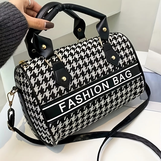Borsa A Tracolla Alla Moda, Leggera Borsa A Tracolla A Motivo Pied De Poule Di Grande Capacità, Borsa A Tracolla Da Donna Per Attività All'aperto E Pendolarismo