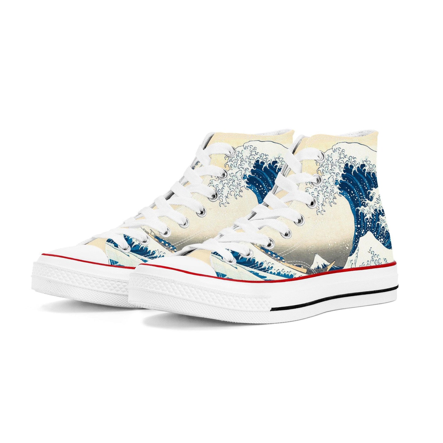 The Great Wave  High Top Canvas Shoes