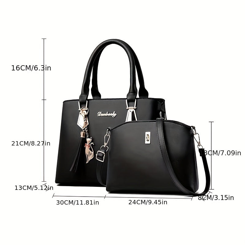 2pcs/set Fashion Top Handle Satchel, Trendy Crossbody Bag, Women's Casual Handbag, Shoulder Bag & Purse