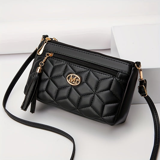 Trendy Quilted Crossbody Bag, Classic PU Shoulder Phone Bag, Women's Casual Fashion Handbag & Purse