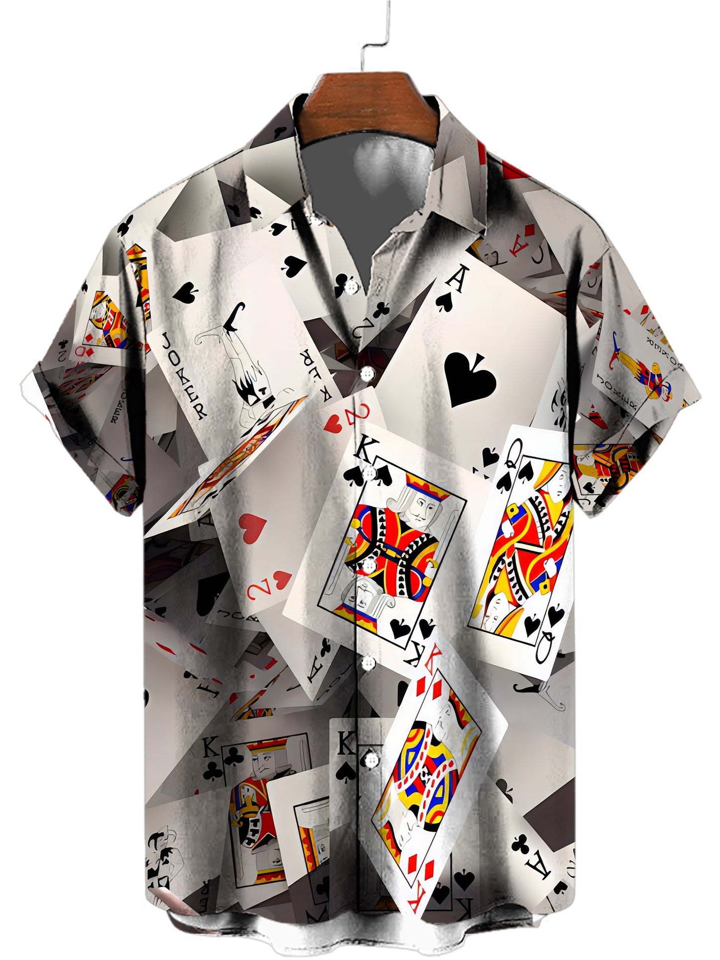 Men's Poker 3D Print Fashion Short Sleeve V-neck Button Down Shirts, Men's Summer Clothes, Casual Graphic Tops, Men's Novelty Pajamas Tops