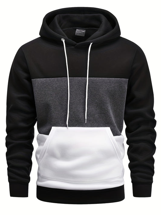 Color Block Hoodie, Cool Hoodies For Men, Felpa Con Cappuccio Casual Da Uomo Con Design Grafico E Tasca A Marsupio Streetwear Per L'inverno Autunno, Come Regali